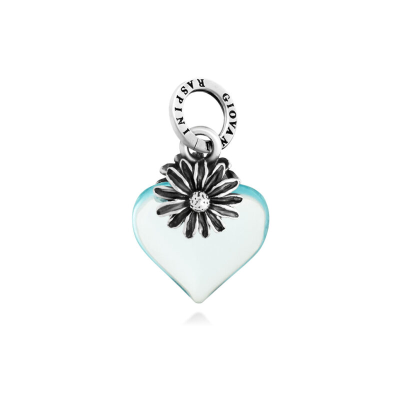 Charm CUORE MARGHERITA AZZURRO TRASPARENTE