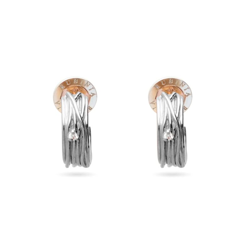 Orecchini a lobo MINI FILODELLAVITA in Oro Bianco 9 Kt e DIAMANTI