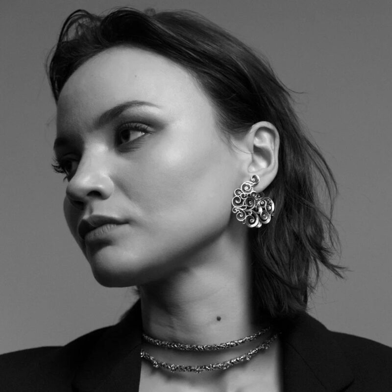 Orecchini ROSONE OPERA intarsiati a mano mm 41