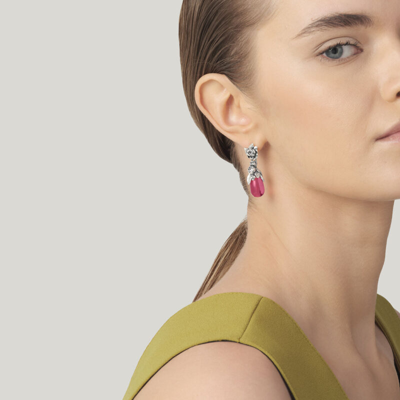 Orecchini GOCCIA COLOR PEONIE altezza mm 38