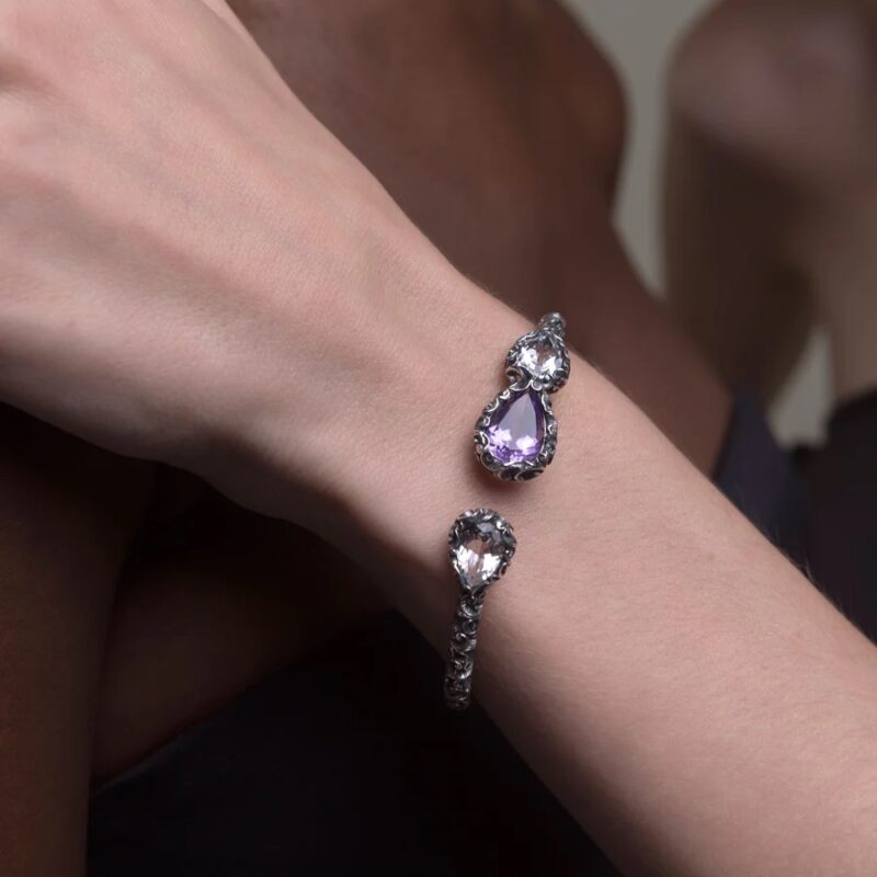 Bracciale GIOIOSA TRE GOCCE pietre AMETISTA taglia unica