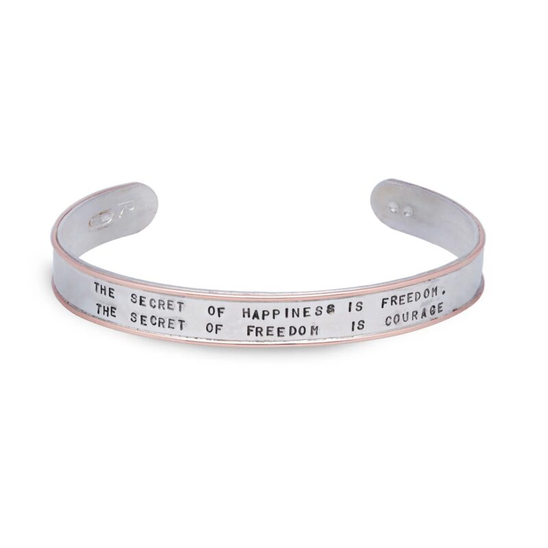 Bracciale rigido aperto maxi NUMERI e PAROLE inciso a mano in Argento 925 e Oro Rosa 9 Kt misura L