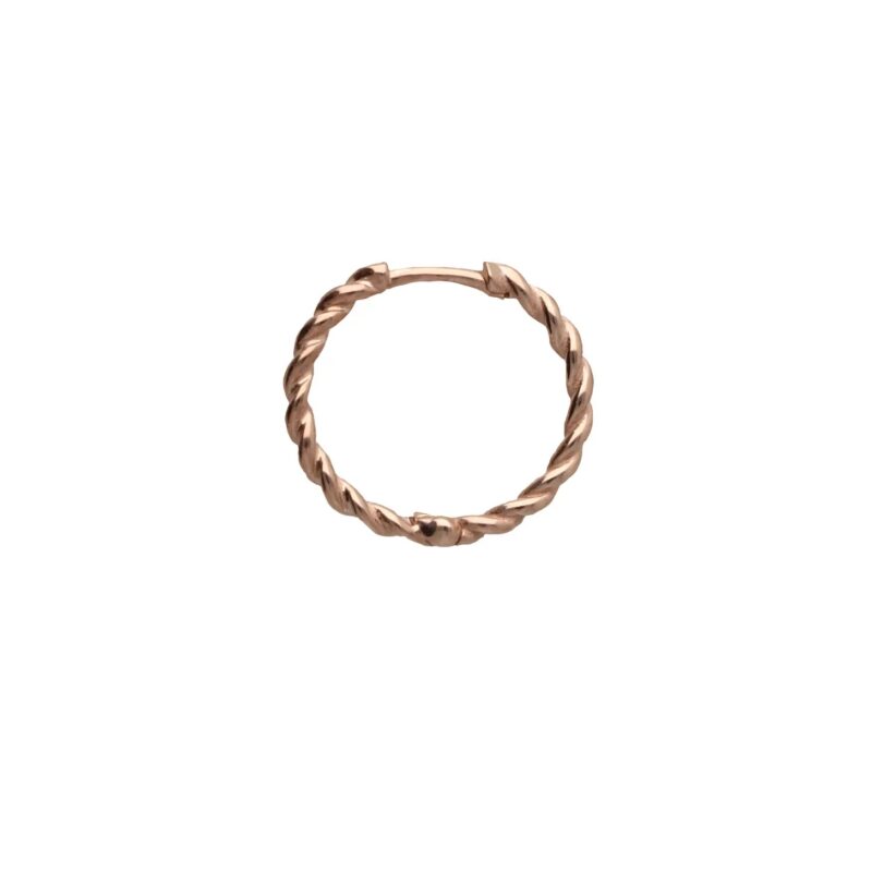 Orecchino MONO a lobo FILODAMORE CERCHIO INTRECCIATO GRANDE in Oro Rosa 9 Kt mm 16