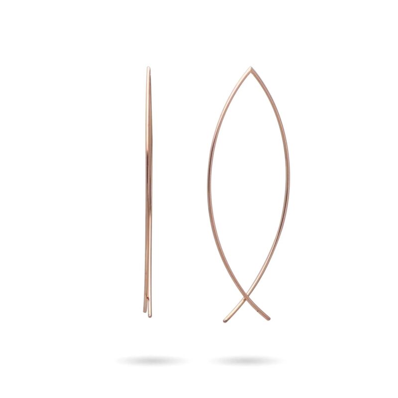 Orecchini FILODAMORE PESCE in Oro Rosa 9 Kt lunghezza cm 5