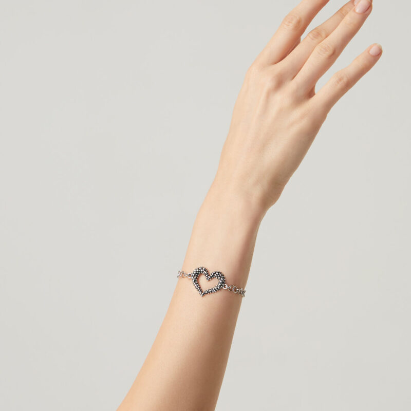 Bracciale CUORE PERLAGE lunghezza cm 19 regolabile