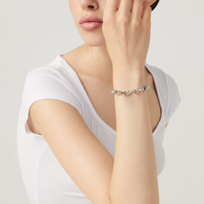 Bracciale CATENA CUORE lunghezza cm 21 regolabile