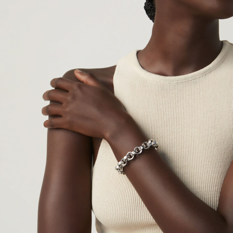 Bracciale ROLO' MARTELLATO a mano lunghezza cm 20 regolabile