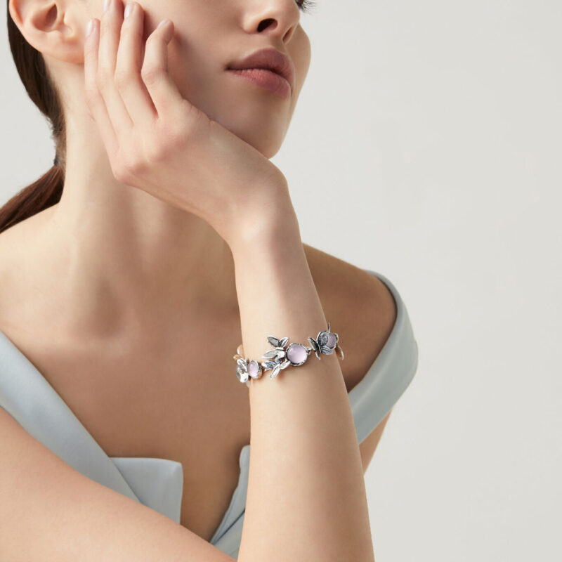Bracciale BUTTERFLY GRANDE con PIETRE NATURALI lunghezza cm 19 regolabile