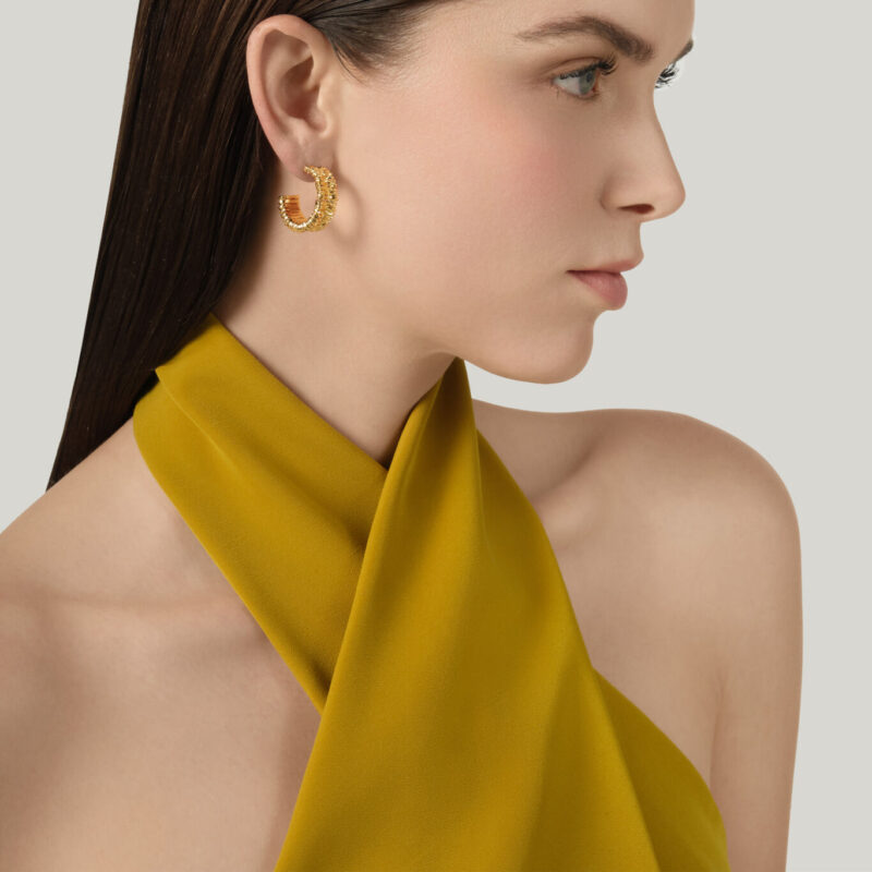 Orecchini OLIVIA in BRONZO BIANCO PLACCATO ORO 18 Kt diametro mm 26