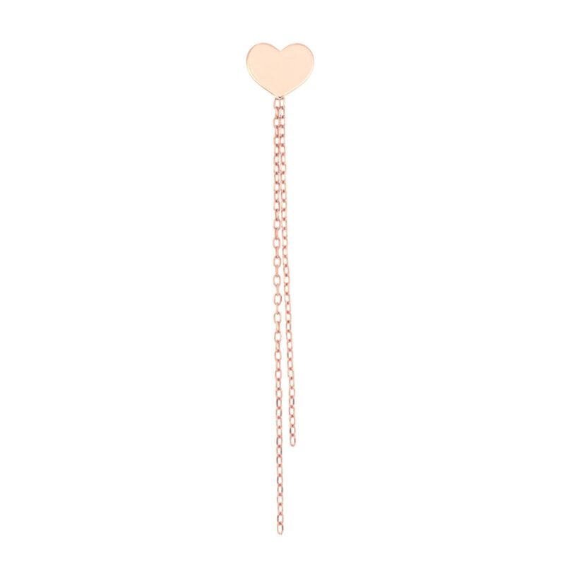 Orecchino SINGOLO a lobo in Argento 925 con CUORE e CATENELLE lunghezza cm 5