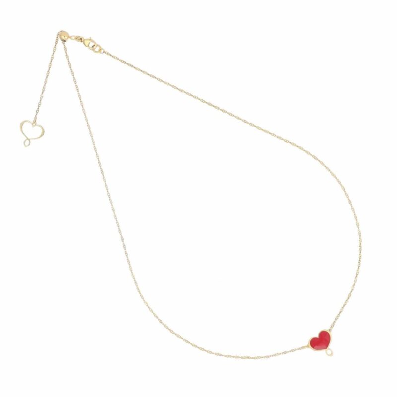 Girocollo CUORE SMALTO ROSSO in Argento 925 lunghezza cm 42