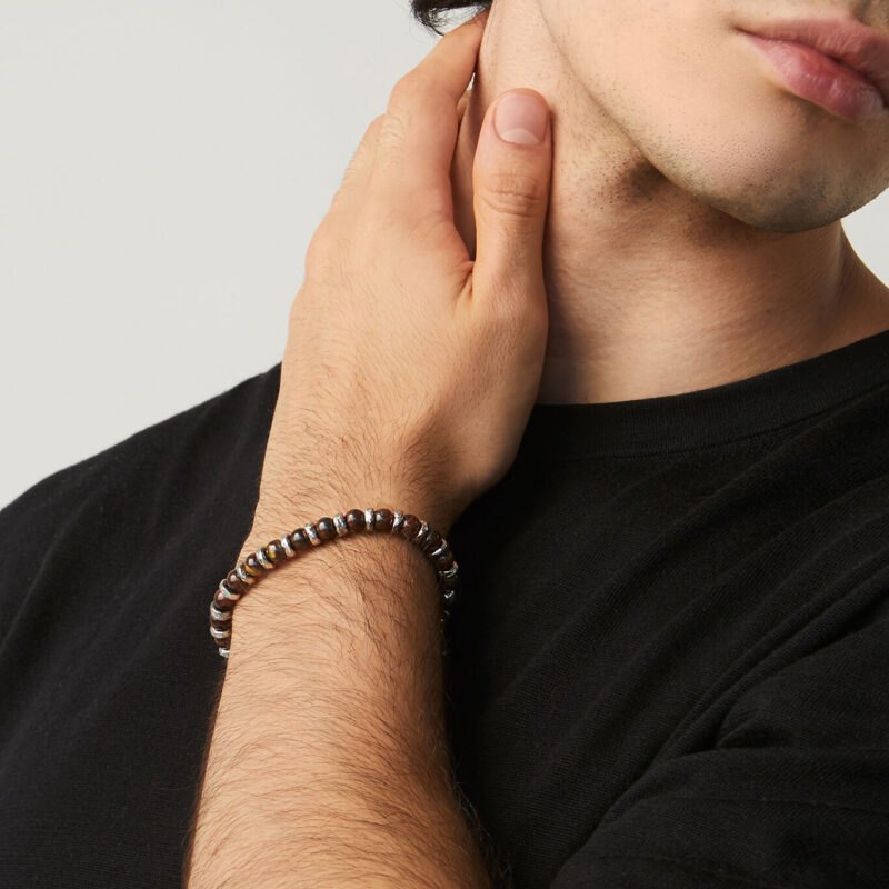 Bracciale TANGO con PIETRE OCCHIO di TORO lunghezza cm 20 regolabile