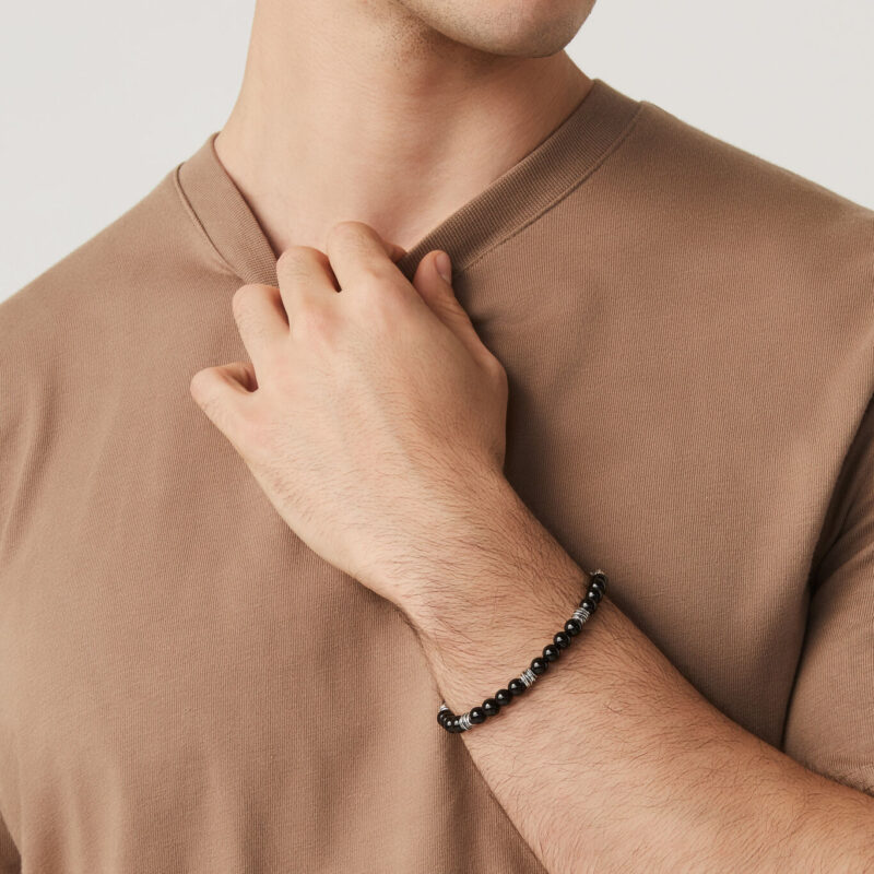 Bracciale TANGO con PIETRE ONICE NERA lunghezza cm 20 regolabile