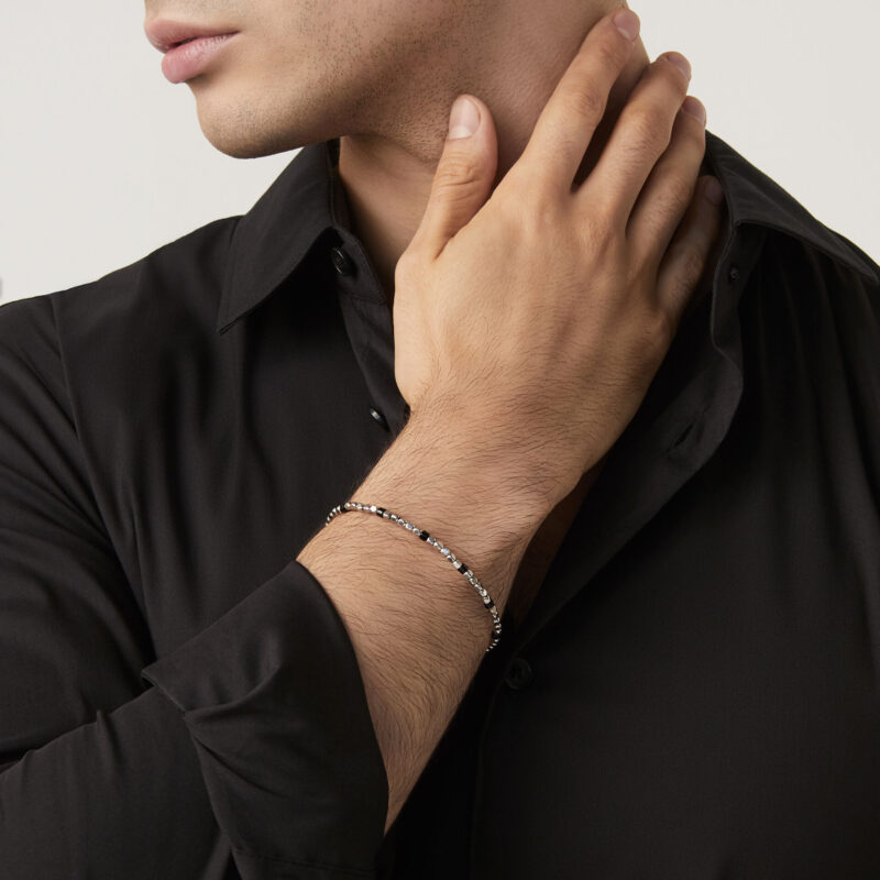 Bracciale DADINI con PIETRA ONICE NERA lunghezza cm 20 regolabile